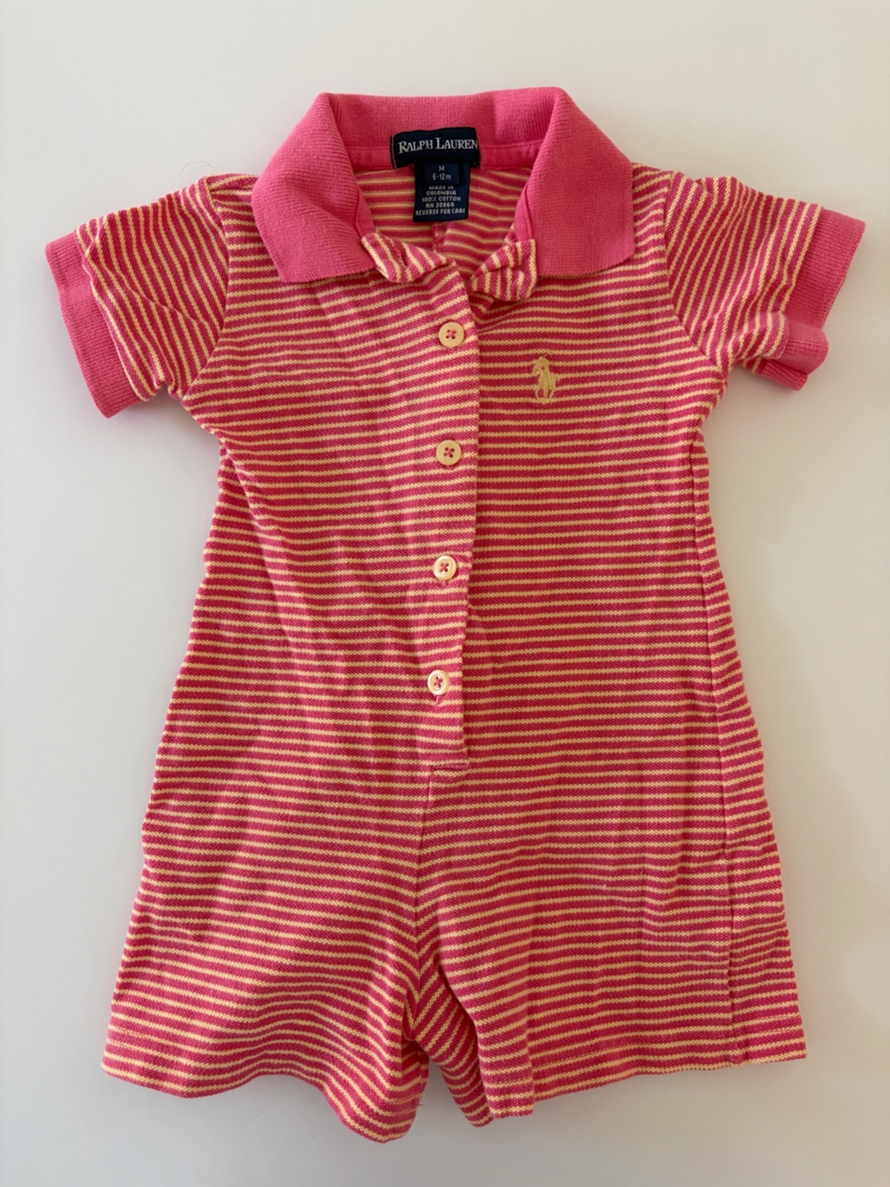 Ralph Lauren Baby Vintage Button Down One Piece Knit Romper 6-12 Months